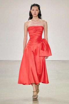 Ruched Strapless Mikado Midi Dress Ruched Strapless Mikado Midi Dress