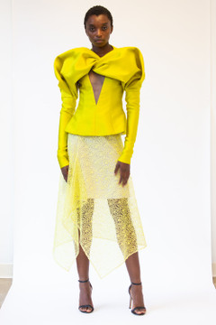 Satin Top and Asymmetrical Lace Skirt