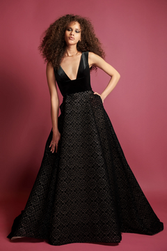 Velvet and Flocked Lace Ball Gown Velvet and Flocked Lace Ball Gown