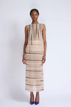 Skin Organza Rayure Embroidered Top with Skirt Skin Organza Rayure Embroidered Top with Skirt