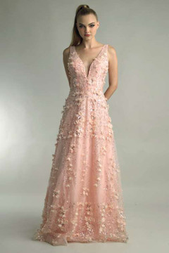 V-Neck Sleeveless A-Line Gown