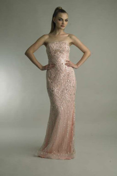 Fully Beaded Strapless Gown with Train Fully Beaded Strapless Gown with Train