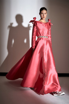 Long  Sleeve  Silk Evening Gown