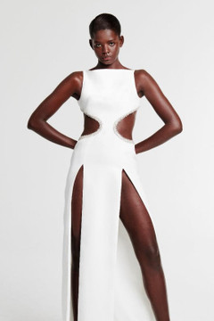 Crepe Gown with Crystal Trim Crepe Gown with Crystal Trim