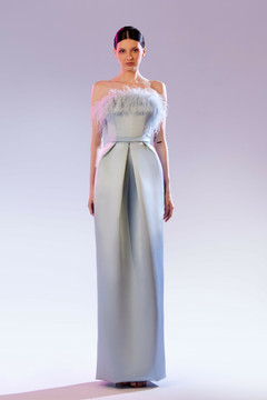 Strapless Gown with Feathers Strapless Gown with Feathers