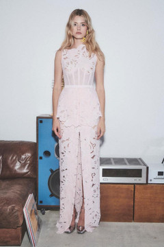 Sleeveless Scalloped Lace Gown