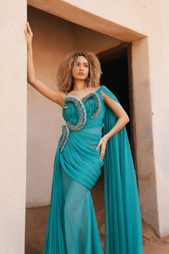 Beaded Ruched Gown