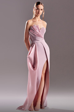 Overlapping Crepe and Organdie Gown