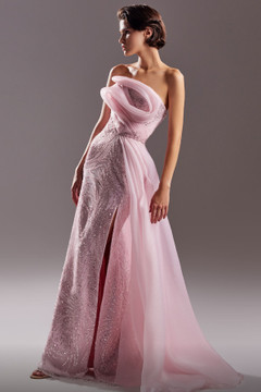 Elegant Swirls Crystal Lace Gown