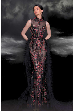 High Neck Beaded Gown High Neck Beaded Gown