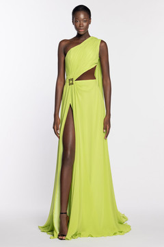 Chiffon One Shoulder Slit Gown
