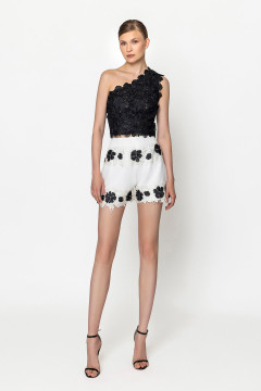 Guipure Crop Top with Crepe Shorts