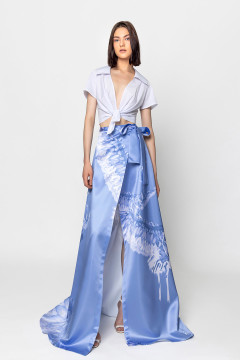 Crepe Cropped Top with Wrapped Skirt