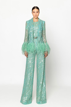 Fully Embroidered Jumpsuit with Jacket Fully Embroidered Jumpsuit with Jacket