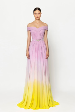 Off Shoulder Crepe Georgette Gown