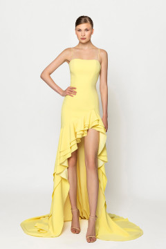 Crepe Gown with High-Low Skirt Crepe Gown with High-Low Skirt