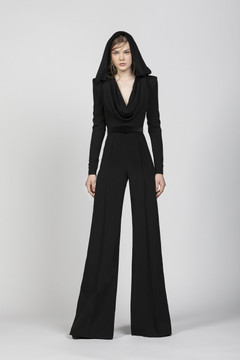 Crepe Jumpsuit with Hood