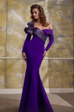 Off the Shoulder Long Sleeved Gown