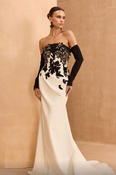 Embellished Bodice Strapless Gown