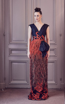Cap Sleeve Fringe Column Gown Cap Sleeve Fringe Column Gown