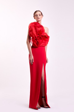 Crepe Gown with Organza Crepe Gown with Organza