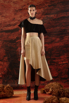 Flared Crop Top with Asymmetrical Midi Skirt Flared Crop Top with Asymmetrical Midi Skirt