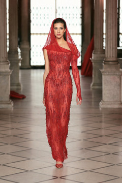 Embroidered Tulle Cape Gown Embroidered Tulle Cape Gown