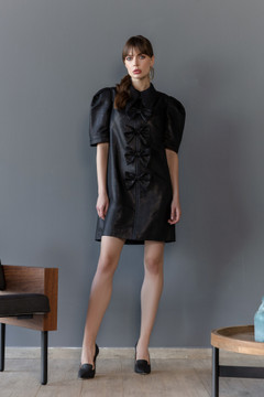 Brocade Mini Dress with Bows