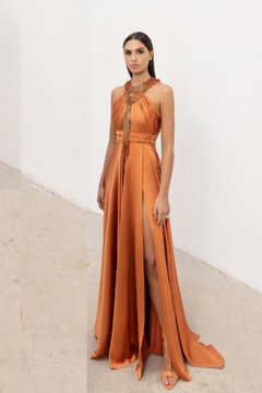 Satin Halter Neck Gown