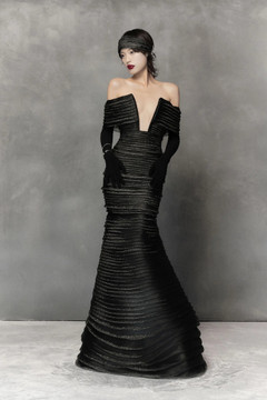 Flared Gown with Cutout Bodice