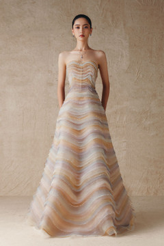 A-Line Sheer Tulle Gown