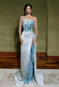 Long Sleeved Illusion Gown