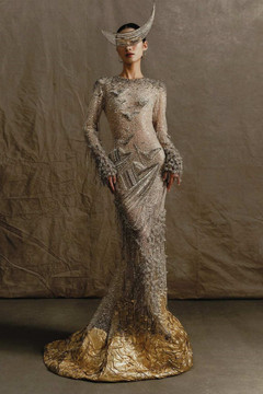 Embellished Gown with Long Sleeves Embellished Gown with Long Sleeves
