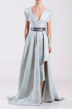 Brocade A-Line Slit Gown