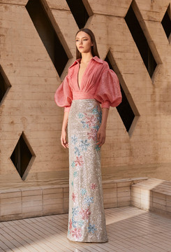 Coral Pink Two Piece Gown Coral Pink Two Piece Gown
