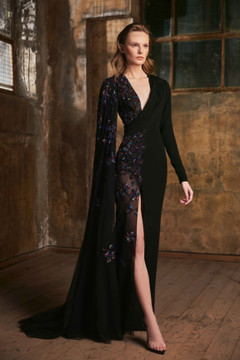 Asymmetrical Crepe Gown