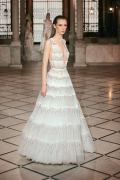 Beaded Embroidered Tulle Gown