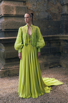 Mousseline Gown with Bomber Jacket Mousseline Gown with Bomber Jacket