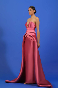 Plunging Strapless Satin Gown Plunging Strapless Satin Gown