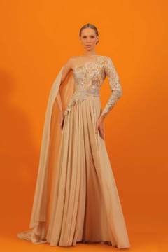 Lace and Crepe Georgette Gown