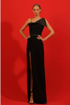 Crepe and Satin Sleeveless Gown