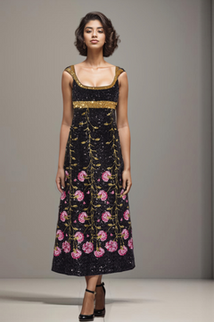 Floral Sequin Midi Dress