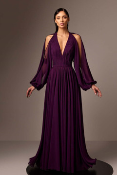 Exposed Back Crepe Georgette Gown