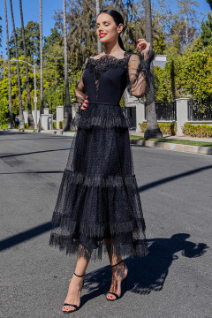 Illusion Neck Lace Midi Dress Illusion Neck Lace Midi Dress
