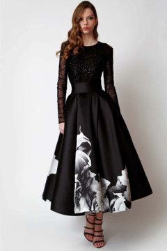 Embellished Long Sleeve Bodysuit with Midi Skirt Embellished Long Sleeve Bodysuit with Midi Skirt
