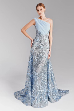One-Shoulder Pattern Gown One-Shoulder Pattern Gown