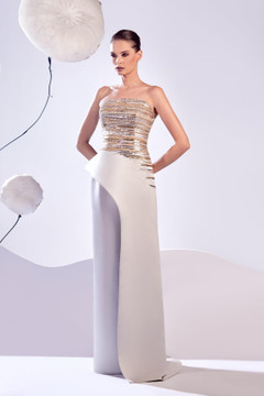 Strapless Satin and Lace Dress Strapless Satin and Lace Dress