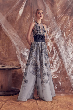 Alison Sleeveless Lace Halter Neck Gown