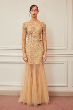 Floral Embellished Long Sleeve Gown Floral Embellished Long Sleeve Gown