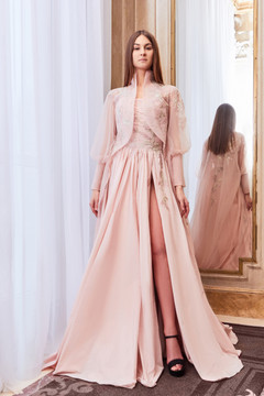 Strapless A-Line Slit Gown with Cape Strapless A-Line Slit Gown with Cape
